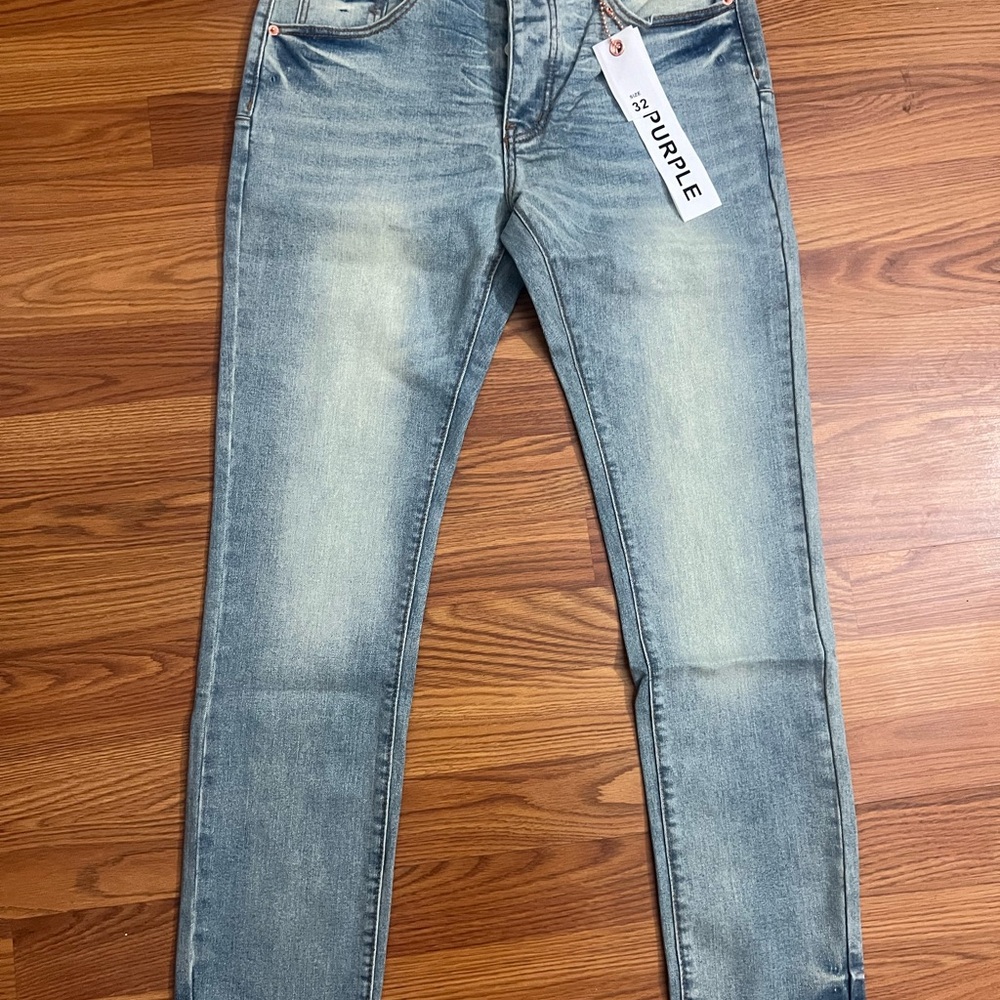 Purple Men's Light Blue Slim Straight Jeans